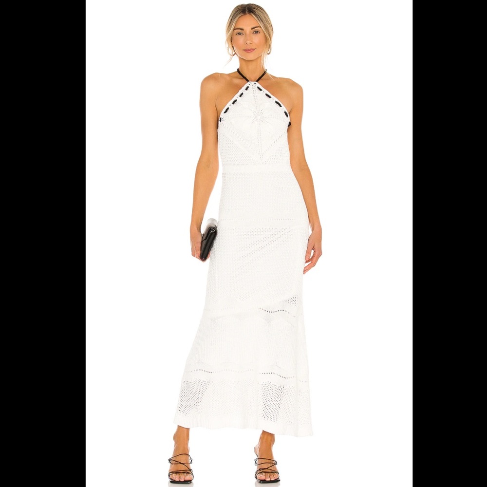 Ibada Knit Halter Long Dress in White